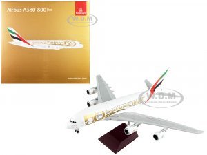 Airbus A380-800 Commercial Aircraft Emirates Airlines - 50th Anniversary of UAE White with Striped Tail Gemini 200 Series