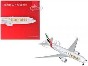 Boeing 777-200LR Commercial Aircraft Emirates Airlines (A6-EWA) White with Striped Tail Gemini 200 Series