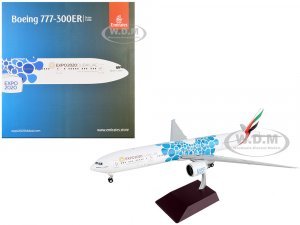 Boeing 777-300ER Commercial Aircraft Emirates Airlines - Dubai Expo 2020 White with Blue Graphics Gemini 200 Series