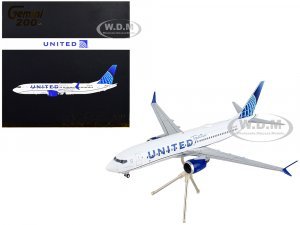Boeing 737 MAX 8 Commercial Aircraft United Airlines - United Together White with Blue Tail Gemini 200 Series