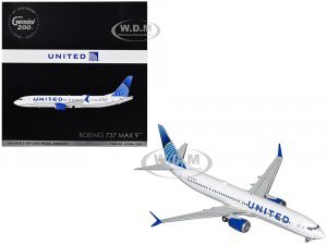 Boeing 737 MAX 9 Commercial Aircraft United Airlines (N37555) White with Blue Tail Gemini 200 Series