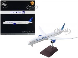 Boeing 787-10 Commercial Aircraft with Flaps Down United Airlines White with Blue Tail Gemini 200 Series 1/200