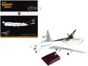 Boeing 747-400F Commercial Aircraft UPS Worldwide Services White with Brown Tail Gemini 200 - Interactive Series 1/200
