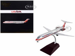 McDonnell Douglas MD-82 Commercial Aircraft USAir Silver with Red Stripes Gemini 200 Series