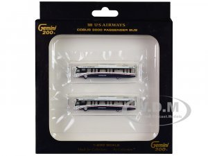 Cobus 3000 Passenger Bus White and Blue US Airways Shuttle Bus 2 Piece Set Gemini 200 Series