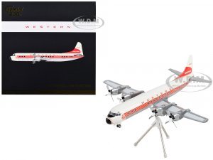 Lockheed L-188 Electra Commercial Aircraft Western Airlines White with Red Stripes Gemini 200 Series
