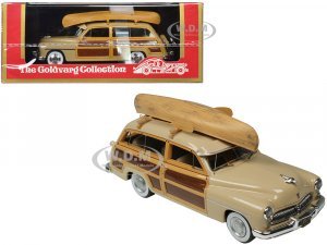 1949 Mercury Woodie Miami Cream with Yellow and Woodgrain Sides and Green Interior with Kayak on Roof