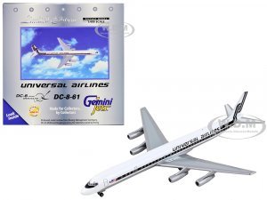 Douglas DC-8-61 Commercial Aircraft Universal Airlines White with Black Stripes