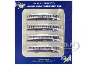 Cobus 3000 Passenger Bus White and Blue US Airways Shuttle Bus 4 Piece Set