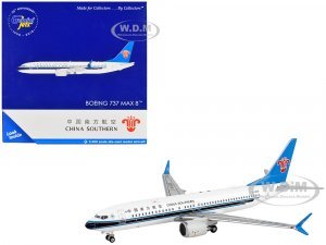 Boeing 737 MAX 8 Commercial Aircraft China Southern Airlines White with Black Stripes and Blue Tail