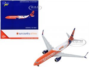 Boeing 737-800 Commercial Aircraft Sun Country Airlines Orange and Blue with White