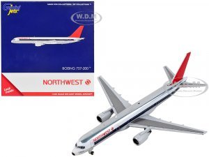 Boeing 757-200 Commercial Aircraft Northwest Airlines Silver and White with Red Tail
