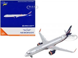 Airbus A321neo Commercial Aircraft Aeroflot Silver Metallic with Dark Blue Tail