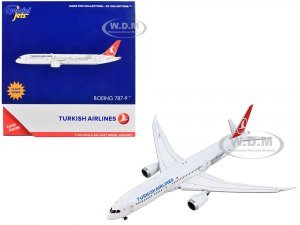 Boeing 787-9 Commercial Aircraft with Flaps Down Turkish Airlines White with Red Tail