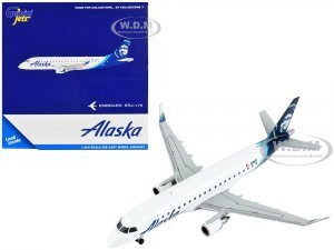 Embraer ERJ-175 Commercial Aircraft Alaska Airlines White with Blue Tail