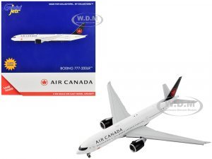 Boeing 777-200LR Commercial Aircraft with Flaps Down Air Canada White with Black Tail