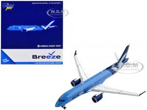 Airbus A220-300 Commercial Aircraft Breeze Airways Blue with White Wings