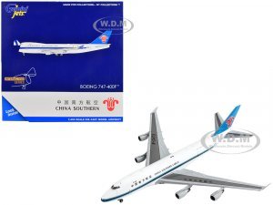 Boeing 747-400F Commercial Aircraft China Southern Cargo White with Black Stripes and Blue Tail Interactive Series