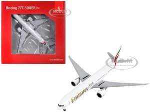 Boeing 777-300ER Commercial Aircraft Emirates Airlines White with Striped Tail