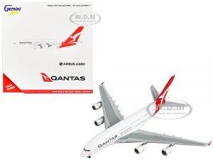 Airbus A380 Commercial Aircraft Qantas Airways White and Gray with Red Tail