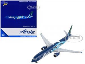 Boeing 737 MAX 9 Commercial Aircraft Alaska Airlines Blue with Orca Graphics