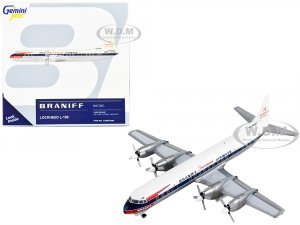 Lockheed L-188 Electra Commercial Aircraft Braniff International Airways White with Blue Stripes