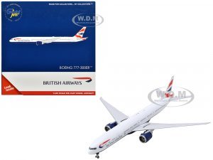 Boeing 777-300ER Commercial Aircraft British Airways (G-STBH) White with Striped Tail