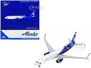 Boeing 737-800 Commercial Aircraft Alaska Airlines - Honoring Those Who Serve White and Blue