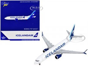 Boeing 737 MAX 8 Commercial Aircraft Icelandair White with Blue Tail