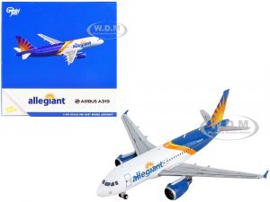 Airbus A319 Commercial Aircraft Allegiant Air White and Blue with Graphics