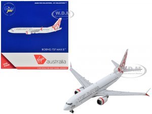 Boeing 737 MAX 8 Commercial Aircraft Virgin Australia White with Red Tail Graphics