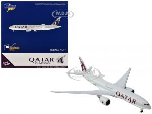 Boeing 777F Commercial Aircraft Qatar Airways (A7-BFT) Gray with Tail Graphics Interactive Series