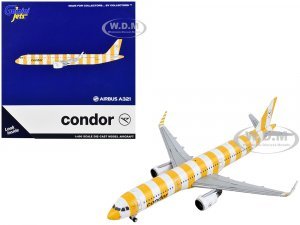 Airbus A321 Commercial Aircraft Condor Airlines White and Yellow Stripes