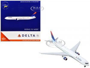 Boeing 767-400ER Commercial Aircraft Delta Air Lines (N829MH) White with Red and Blue Tail
