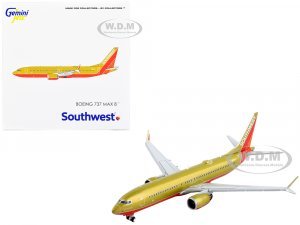 Boeing 737 MAX 8 Commercial Aircraft Southwest Airlines Gold with Red Stripes