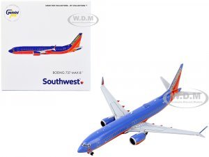 Boeing 737 MAX 8 Commercial Aircraft Southwest Airlines Canyon Blue with Red Stripes