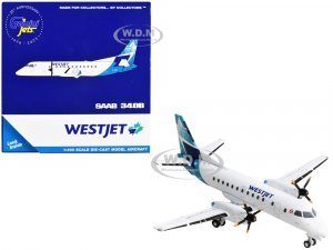 Saab 340B Commercial Aircraft WestJet Airlines White with Blue Tail