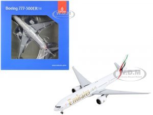Boeing 777-300ER Commercial Aircraft Emirates Airlines White with Tail Stripes
