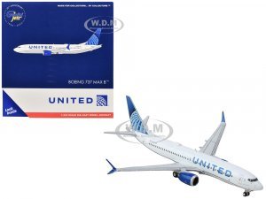 Boeing 737 MAX 8 Commercial Aircraft United Airlines (N17265) White with Blue Tail