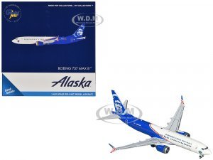Boeing 737 MAX 8 Commercial Aircraft Alaska Airlines - Honoring Those Who Serve (N806AK) White and Blue