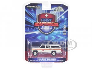 1991 GMC Suburban White with Orange Stripes NYC EMS (City of New York Emergency Medical Service) - First Responders Hobby Exclusive Series