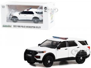 2022 Ford Police Interceptor Utility White with Light Bar Hot Pursuit Hobby Exclusive Series