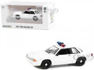 1987-1993 Ford Mustang SSP White Police Car with Light Bar Hot Pursuit Hobby Exclusive Series