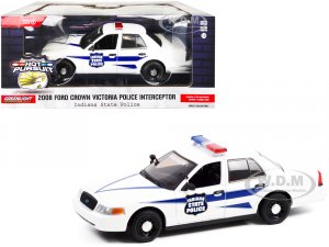 2008 Ford Crown Victoria Police Interceptor White with Dark Blue Stripes Indiana State Police Hot Pursuit Series