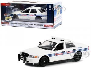 2008 Ford Crown Victoria Police Interceptor White with Blue Stripes Detroit Police (Michigan) Hot Pursuit Series