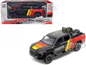 2023 Toyota Tundra TRD 4x4 Pickup Truck Black and Red with Stripes with Sunroof and Wheel Rack