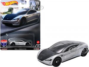 Tesla Roadster Silver Metallic and Black American Scene Car Culture Series