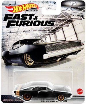 1968 Dodge Charger R T Matt Black with Gold Tail Stripe Fast & Furious Series