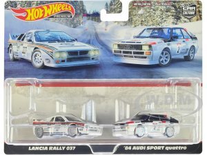 Lancia Rally 037 #037 White with Stripes and 1984 Audi Sport Quattro #2 White Car Culture Set of 2 Cars