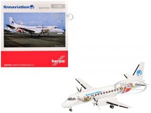 Saab 340 Commercial Aircraft Finnaviation - Santa Livery (OH-FAH) White with Graphics